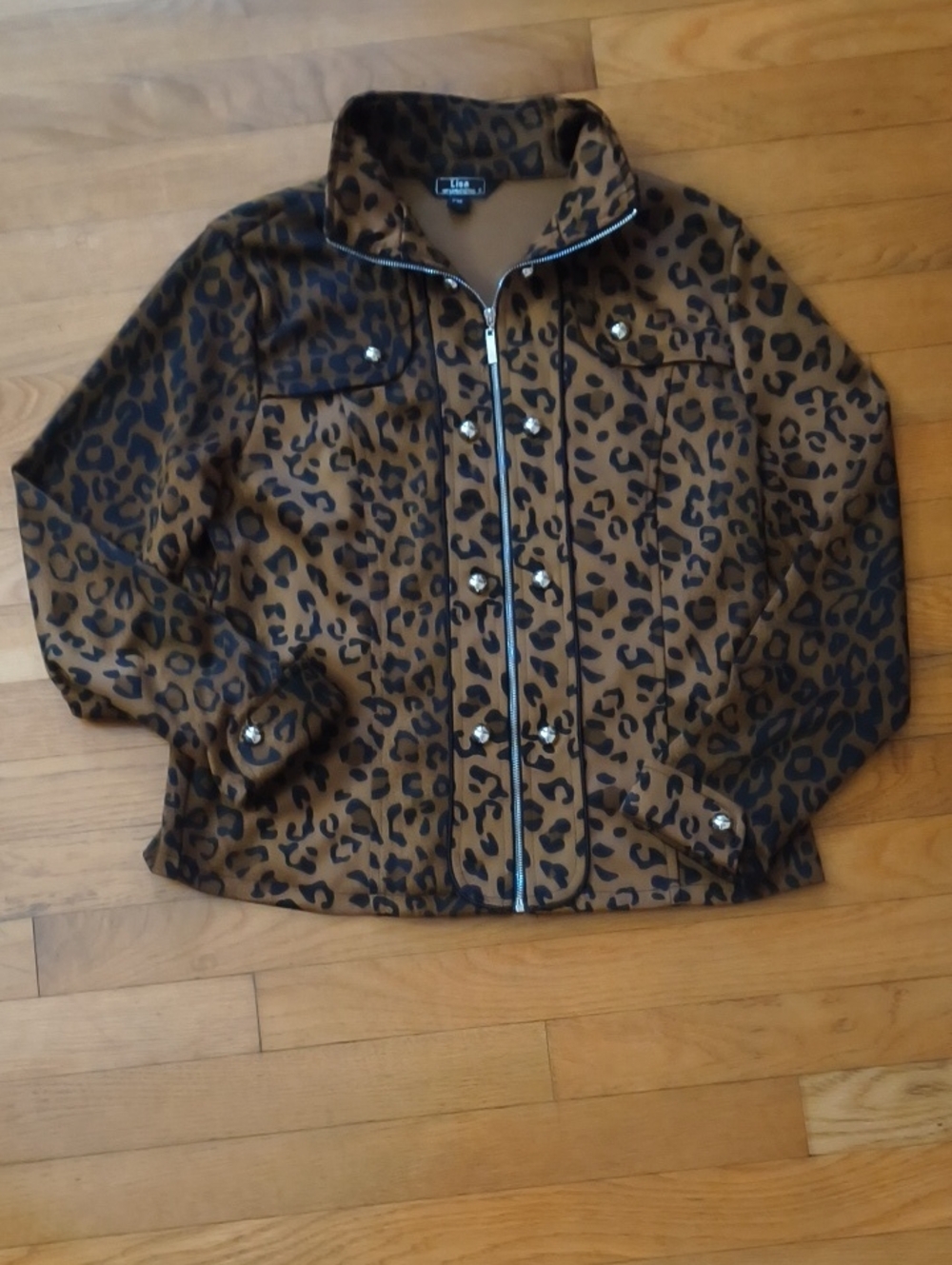 Lisa International Leopard Print Jacket in Brown and Black
